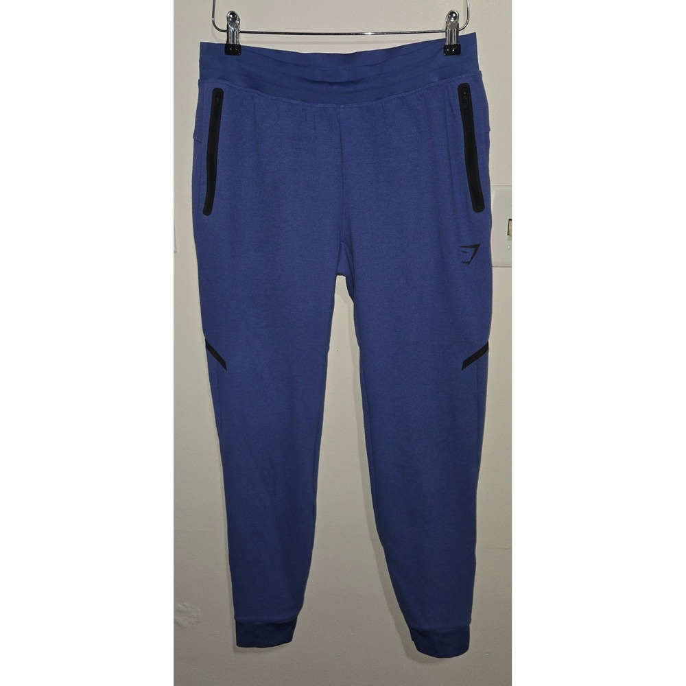 Gymshark Mens Joggers Purple Tapered Athletic Sweatpants Medium Zipper Pockets